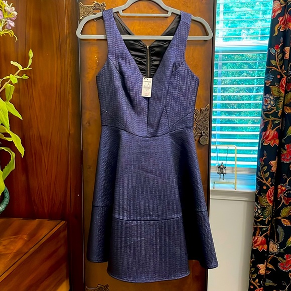 Express Shimmering Blue Halter style A line size 2 dress - Picture 3 of 7